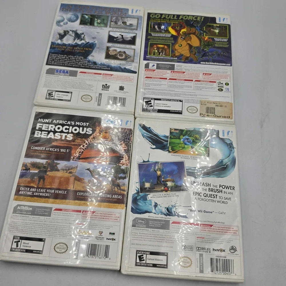 Nintendo Wii Mixed 4 Game Lot Golden Compass Ben10 Epic Mickey African Adventure